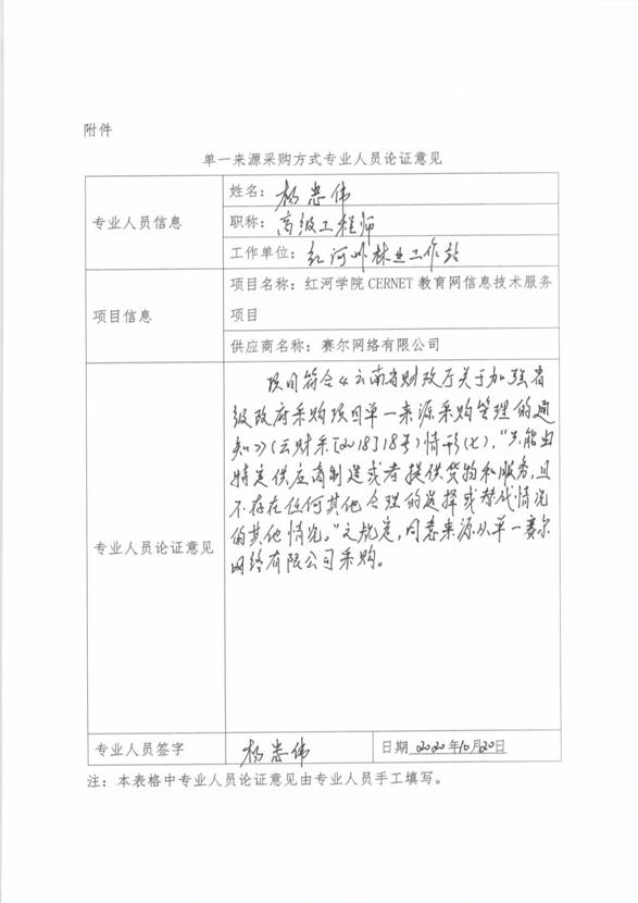 单一来源采购方式专业人员论证意见（CERNET)-2
